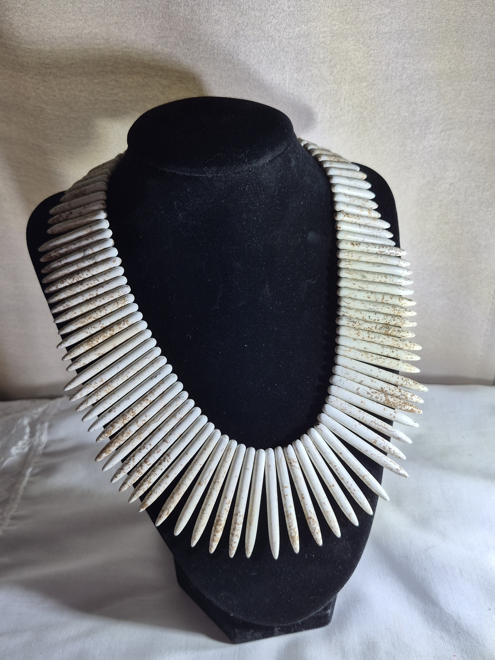 VTG Kenneth Jay Lane Faux Bone Spike Collar Statement Necklace KJL